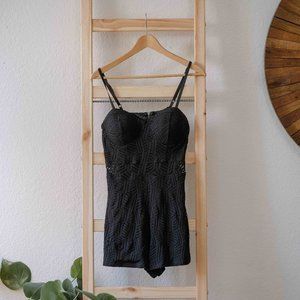 Material Girl Black Romper with Bustier Top
